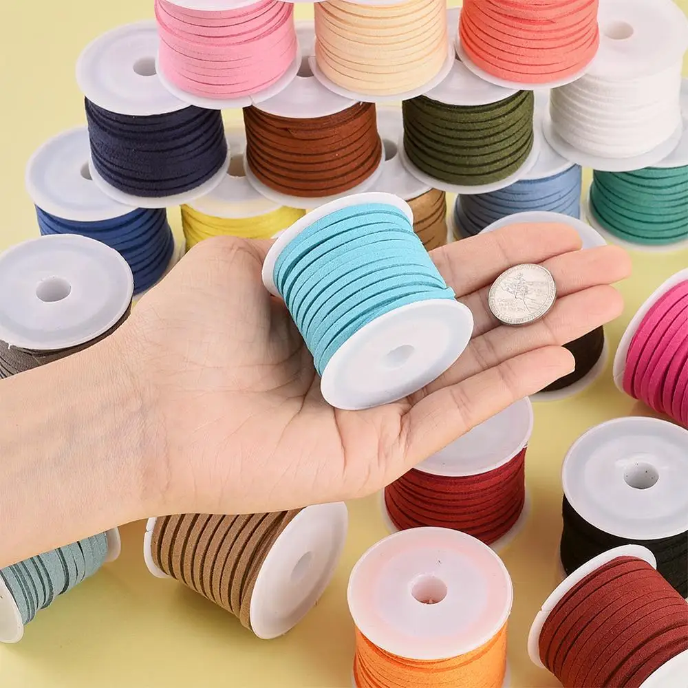 3x1,5 мм шнуры из искусственной замши, вельвет, кожа, Cord Jewelry findings для DIY смешанные Цвет около 5 м/рулон, 25 рулонов/Лот