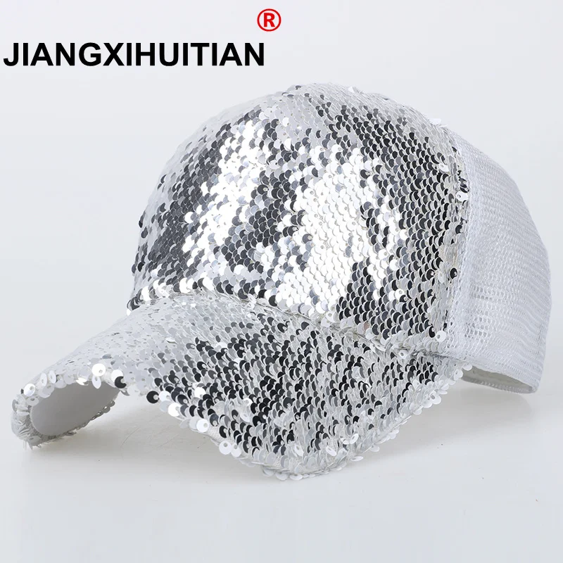 

NEW Sequins Paillette Bling Shinning Mesh Baseball Cap Striking Pretty Adjustable Women Girls Hats For Party Club Gathering