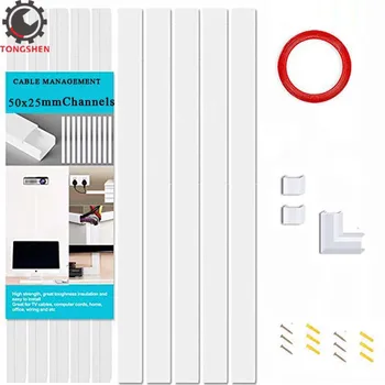 

50x25mm Cable Management On-Wall Cord Hider Cord Organizer Raceway Kit Cord Concealer System Covers Cables PVC Trunking Channel