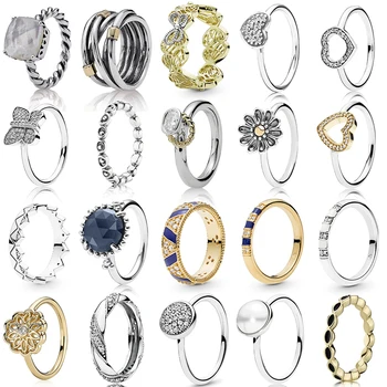 

NEW 2019 100% 925 Sterling Silver Shine Stones and Stripes Rope Bands Ribbon Ring for Europe Women Original Fashion Jewelry Gift