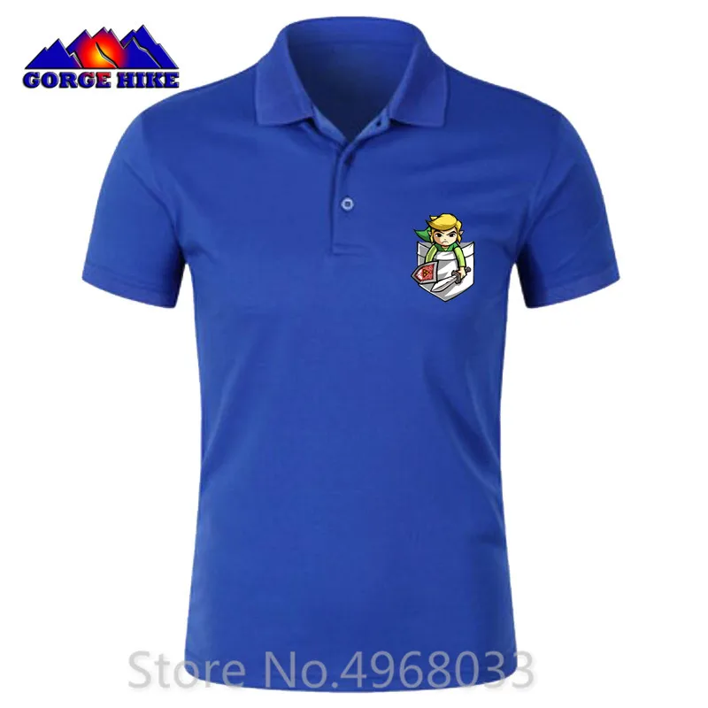 Японские Аниме POCKET LINK Zelda Забавные 3D печати Slim Fit пара одежда летние мужские с коротким рукавом рубашки поло бренд топы - Цвет: royal blue