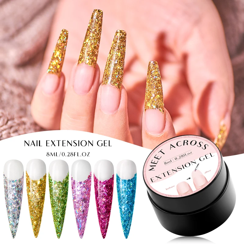 Быстро расширяющийся гель 8 мл голографический блеск акриловый полиуф для ногтей