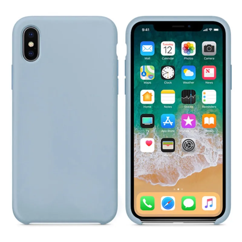 Официальный силиконовый чехол для Apple iPhone 11 7 8 6S 6 Plus X чехол с логотипом чехол для iPhone 11 Pro MAX Xs MAX XR X Чехол - Цвет: 28 Gray blue