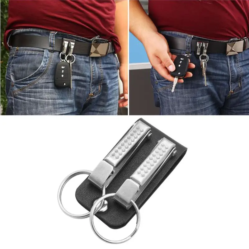 Key Holder Anti-Lost Car Key chain Leather Belt Loop Keychain Key Ring For Men