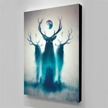 

Poster Canvas Painting Forest Deer Wall Art Room Decor Tableau Salon Cuadros Para El Hogar Art Plakat картина на стену лофт
