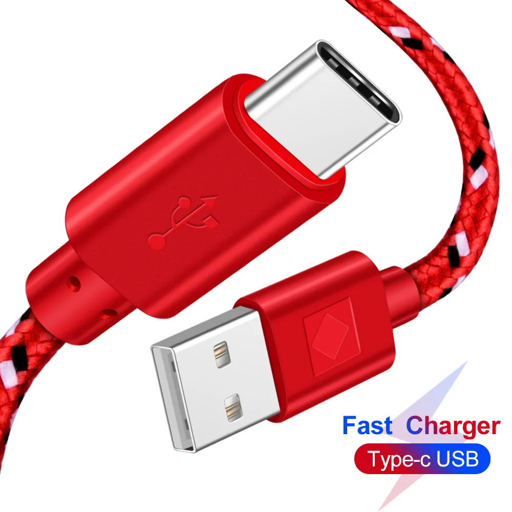 Кабель usb type-C с нейлоновой оплеткой 1 м 2 м 3M кабель USB C для быстрой зарядки и синхронизации данных для samsung S9 S10 S8 huawei Xiaomi Mi 9 UsbC type-c