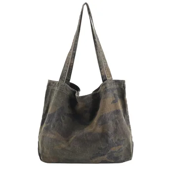 

Simple navy canvas bag casual large-capacity camouflage handbag wild retro female shoulder bag student tote bag Women bag