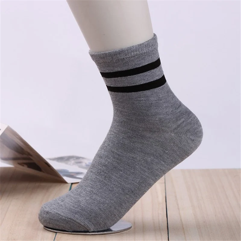 Белые носки, однотонные мужские летние дышащие тонкие мужские повседневные носки, бизнес носки, спортивные тонкие полосатые хлопковые носки - Цвет: D
