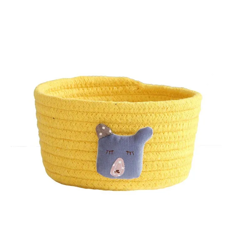 Yellow Bear Корзина для хранения с хлопковой веревкой в форме животных, детская корзина для белья и грязной одежды ручной работы, ткацкий Настольный органайзер для мелочей - Цвет: Yellow Bear
