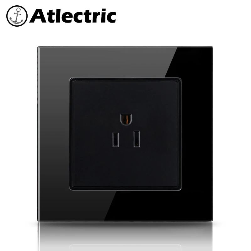 

Atlectric America and Japan 15A Wall Socket Power Outlet Enchufe Glass Panel Electrical Plug Outlet Power Socket Electrical US