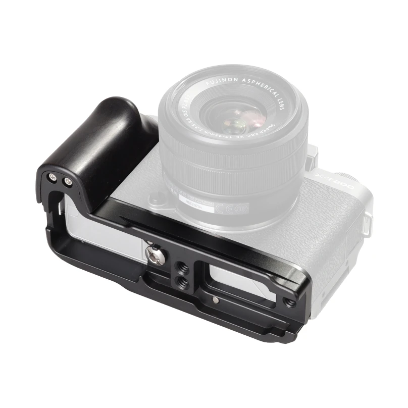 WEPOTO XT200 Grip Camera Bracket Metal Quick Release Base Black Ebony Lumber Handle Compatible with Fuji XT200 GP-XT200B