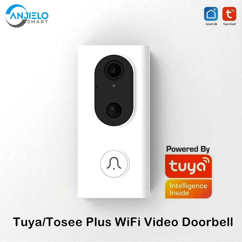 Anjielosmart-timbre de vídeo inalámbrico Tuya, cámara de seguridad HD impermeable IP5, vídeo en tiempo Real para iOS y Android