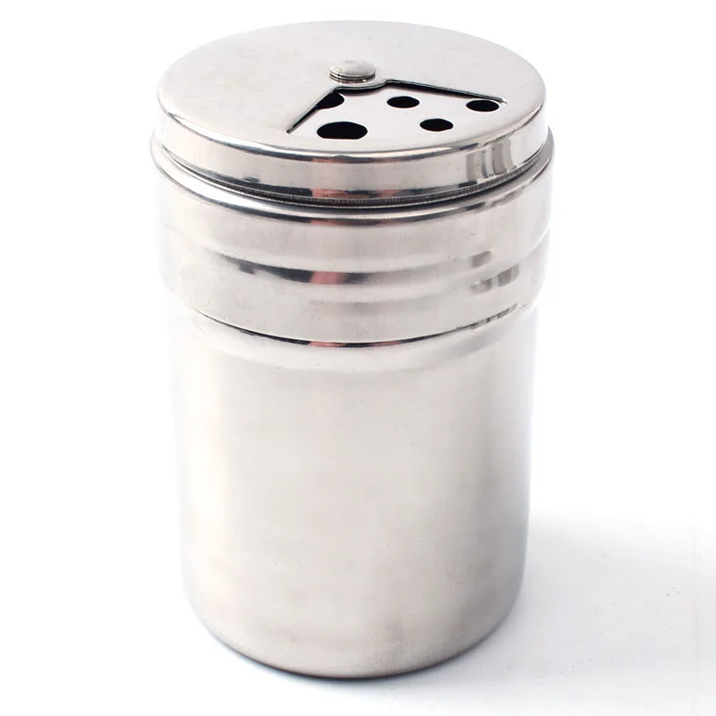 Stainless Steel Seasoning Jar Salt Pepper Shakers Spice Can Barbecue BBQ Condiment Storage Bottle Rotatable Lid Kitchen Cruet