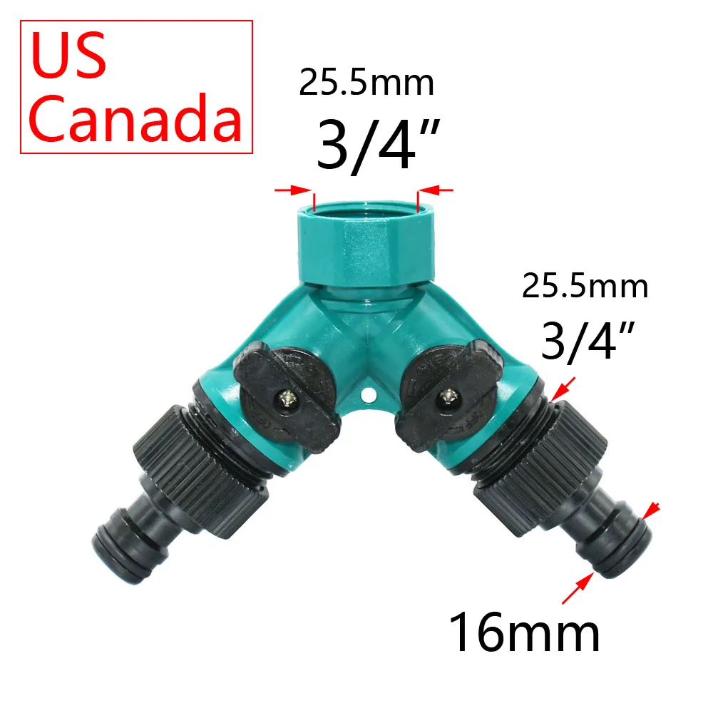 Y형 양방향 탭 커넥터, 퀵 커넥터, 정원 관개 물 분배기, 3/4 인치 나사산 정원 탭, 4mm, 7mm 8/11 호스용