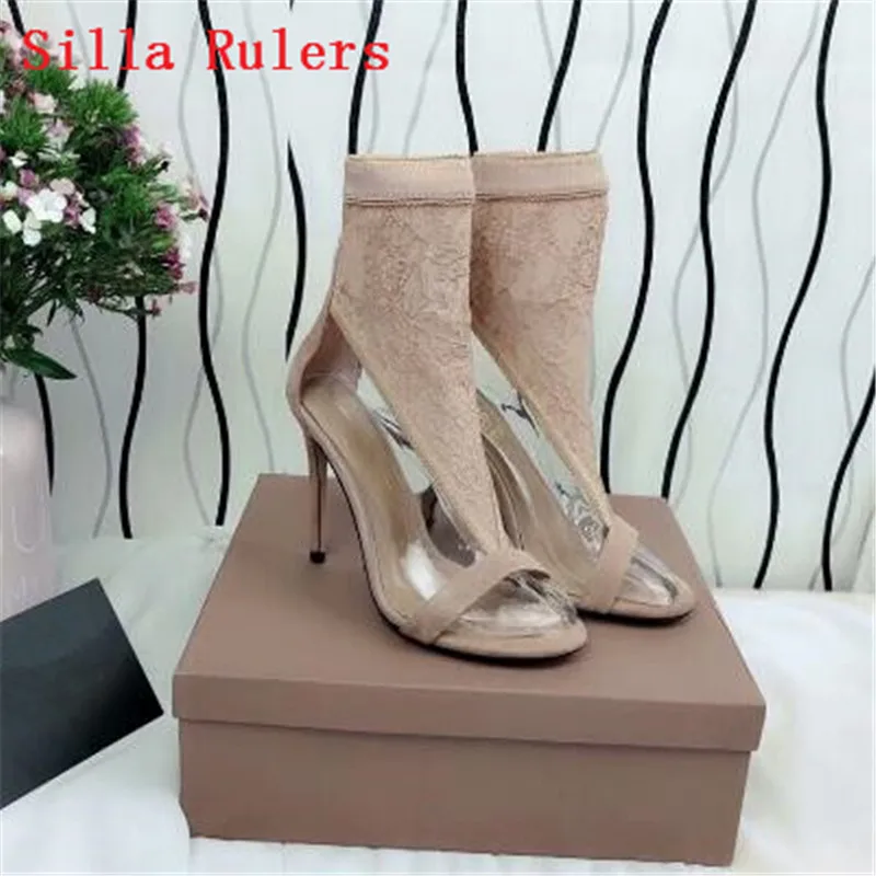 Fashion Red Nude Lace High Heels Summer Ankle Boots Women Sandals Cut Outs Gladiator Sandals Women Shoes Woman Sandalias Mujer (5)