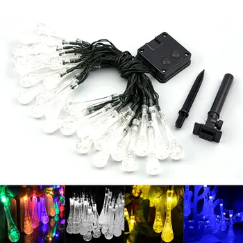 

Lamp String Solar Twinkling Glass Water Drop String Lights 15ft Decorative Garden Window Fairy Lamp for Christmas Wedding Party