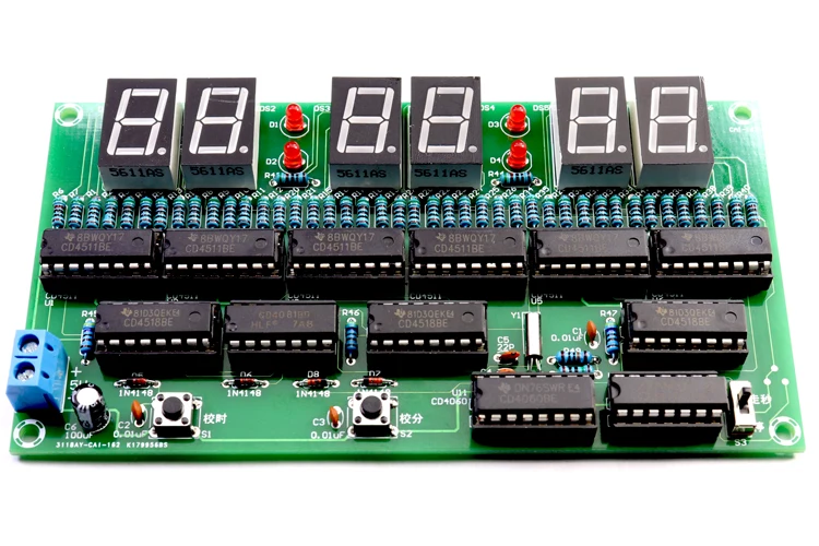 diy electronic kit set 6 bit digital circuit clock production kit Skill contest training materials