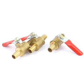 

uxcell 3pcs 8mm Hose Barb Tube Red Plastic Coated Lever Handle Brass Water Fuel Line Shutoff Ball Valve
