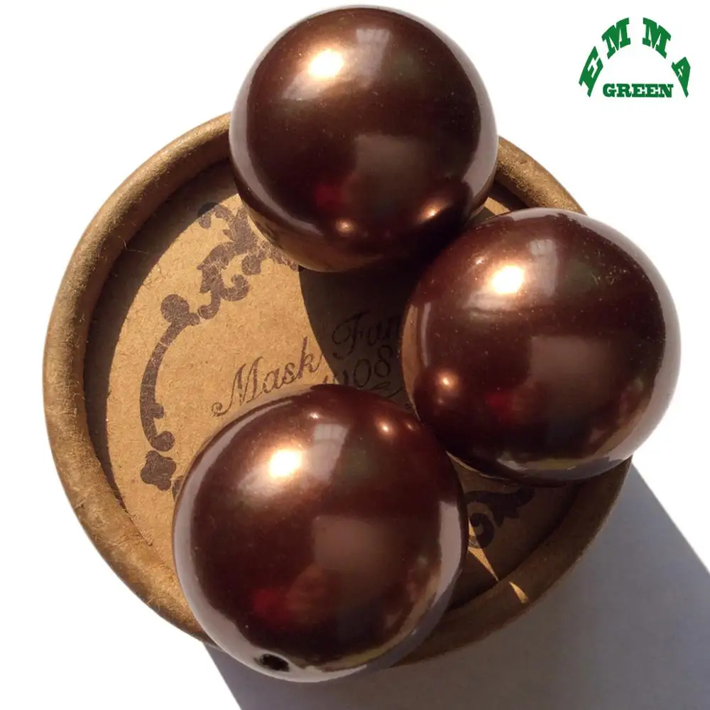 Bead Pearl Beads for Jewelry Making Brown A46 6mm to 30mm ABS Pearls Bead Acrylic Round Beads with hole Chunky Beads for Kids