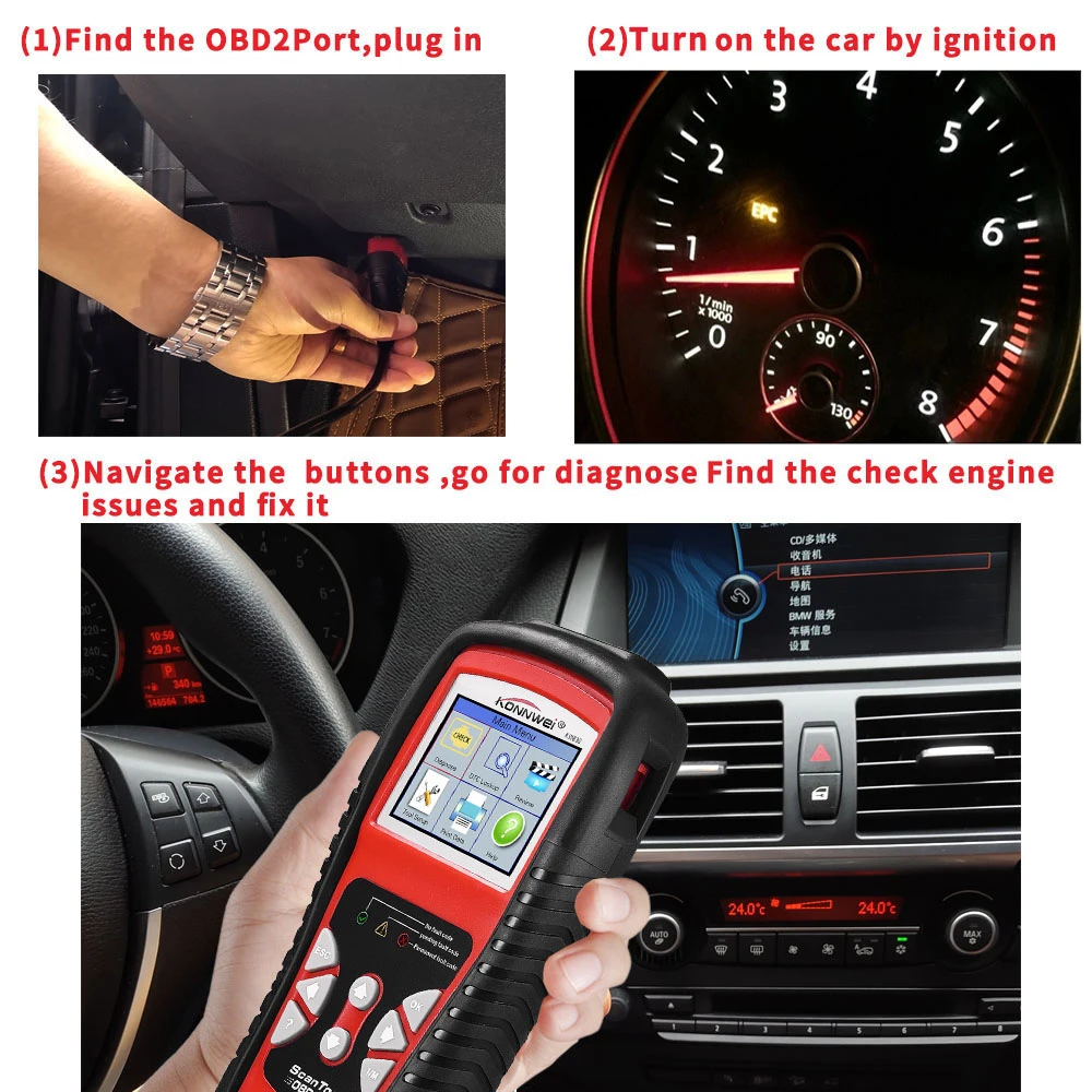 OBD2 автомобильный диагностический считыватель кода сканирующий инструмент для KONNWEI KW830 OBD2 сканер диагностики двигателя