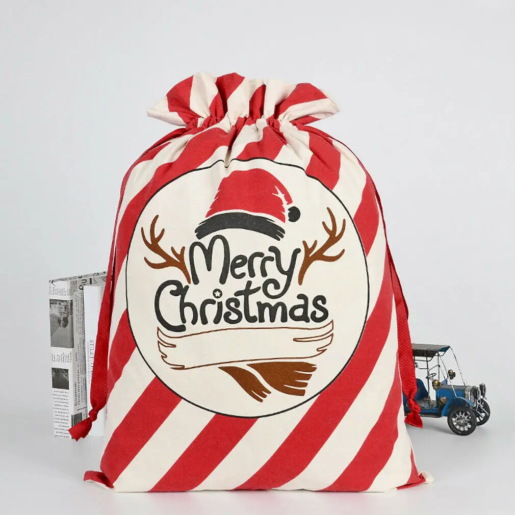 Large Canvas Santa Sack Father Christmas Gift Bags Present Bag Red Xmas Toy Tree Stocking Gift Holders - Цвет: B