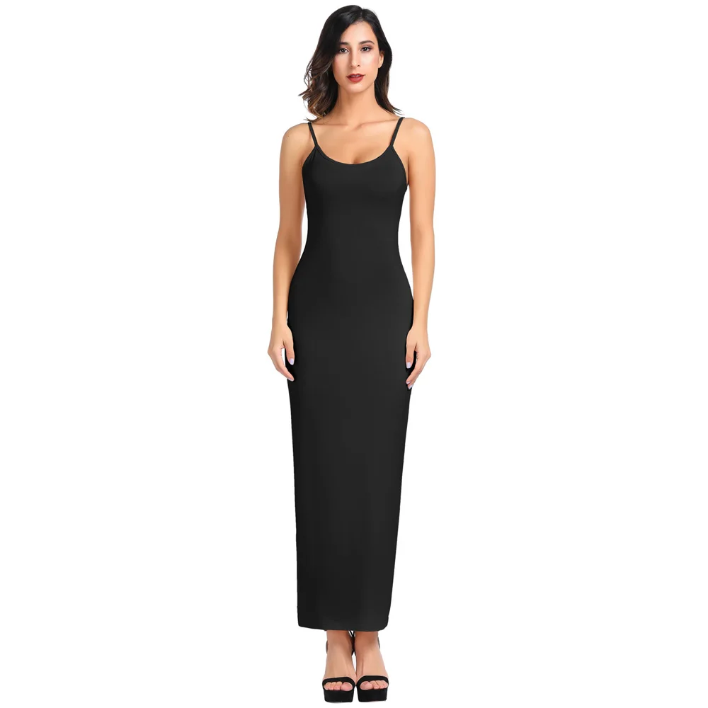 KK Women's Comfy Rayon Spaghetti Straps Long Slip Dress Full Slip Adjustable Shoulder Strap Hips-wrapped Sexy Pencil Dress