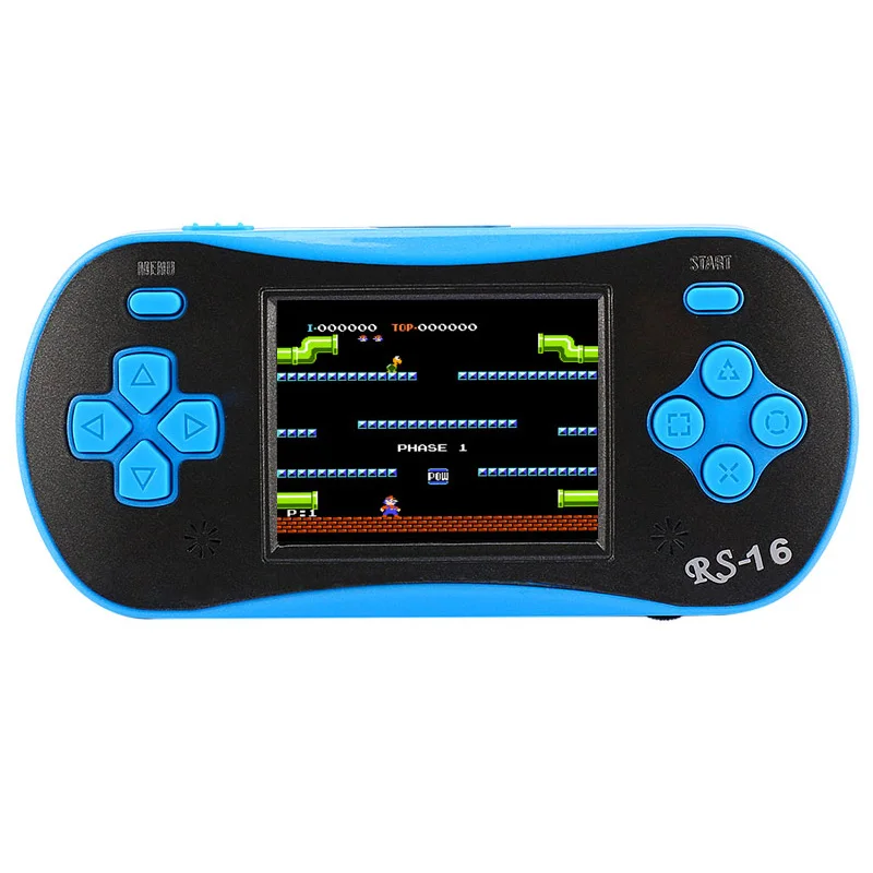 

Rs-16 Children'S Classic Handheld Video Game Player 2.5 Inch 8 Bit Game Console Built In 260 Classic Games Blue
