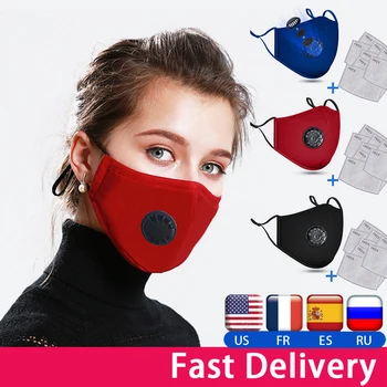 

Cloth Face Mask Fashion Unisex Cotton Breath Valve PM2.5 Mouth Mask Anti-Dust Anti Pollution Activated carbon filter