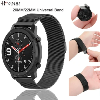 

YAYUU Milanese Loop Band for Xiaomi Huami AMAZFIT Bip Strap 20MM 22MM Wrist Band for Amazfit GTR 47 47MM Strap Stratos 2 2s Pace