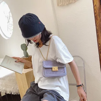

Office Lady Bag WOMEN'S Bag 2020 New Style Korean-style Textured Crossbody Bag Chain Fashion Small Square Bag Fashion New Bag
