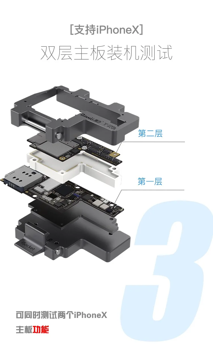QIANLI isoket для iPhone x xs/xs max материнская плата тестовое приспособление для IPHONEX двухслойная Материнская плата Тестер функций