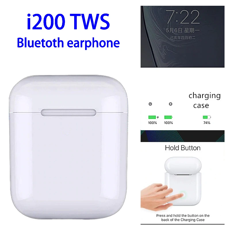 

i200 TWS Bluetooth 5.0 Earphone Mini Wireless Headphones Charging Earplug Pop up Headset PK i7 i12 tws i20 i30 i60 PK H1 W1 Chip