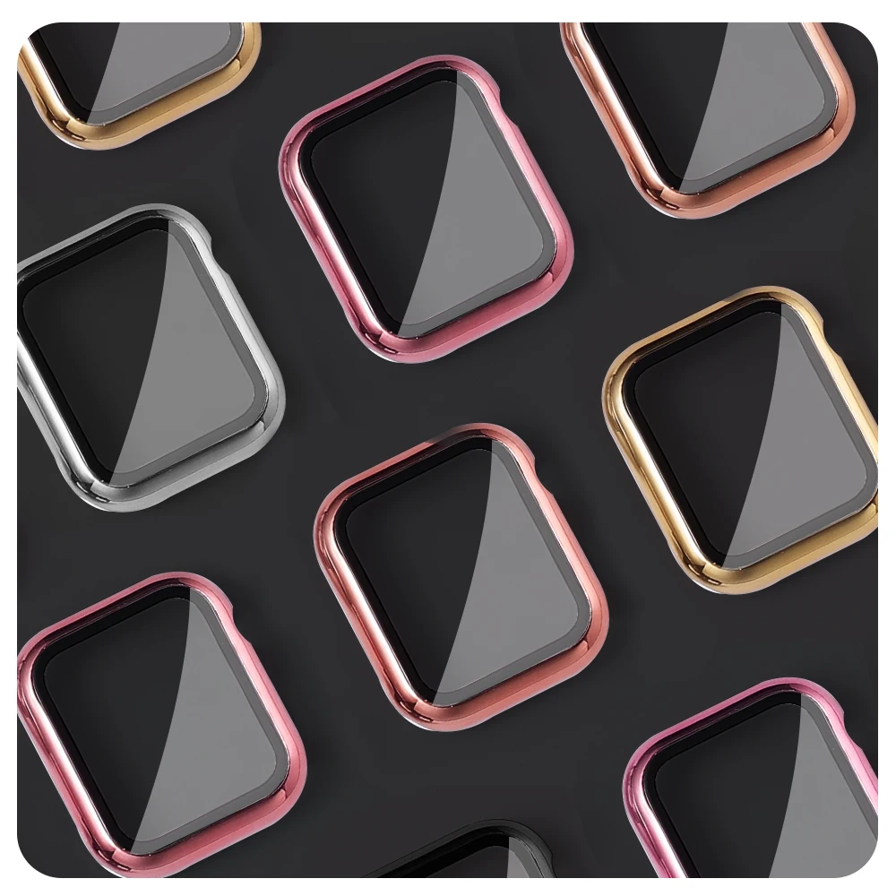 Funda dura para Apple Watch Series 6 SE 5 4 3 2 1, parachoques para iwatch con protector de vidrio, accesorios de película