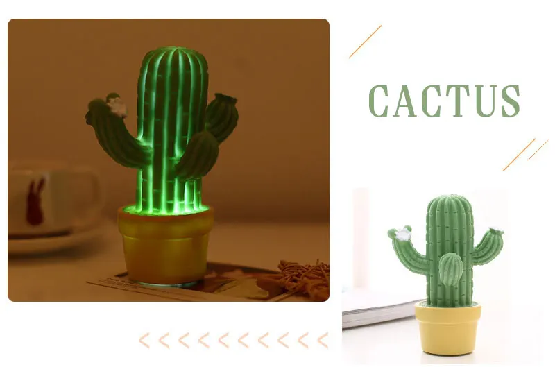 Креативный светодиодный светильник в стиле кактуса с 3D искусственным растением, ночник для спальни, детской комнаты, Рождественская лампа для украшения дома, подарок на день рождения
