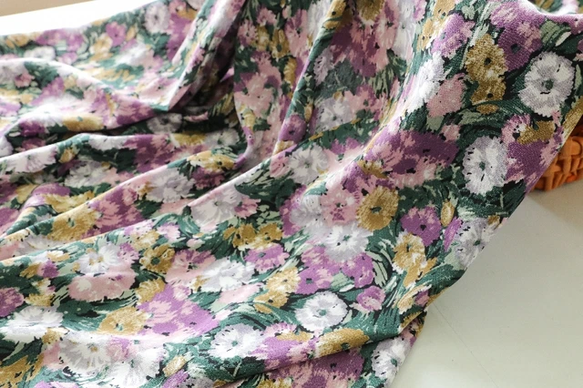 Lebar 59 Gaya Lukisan Cat Minyak Bunga Kain Katun Halus Korea Sutra Linen Dicetak Kain Sifon Rok Wanita Kemeja Gaun Pakaian Bahan Aliexpress