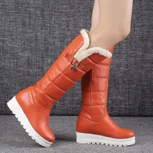 KARINLUNA/зимняя обувь больших размеров 33-43 Удобные женские зимние сапоги на теплом меху черного и белого цвета Водонепроницаемая обувь на плоской резиновой подошве