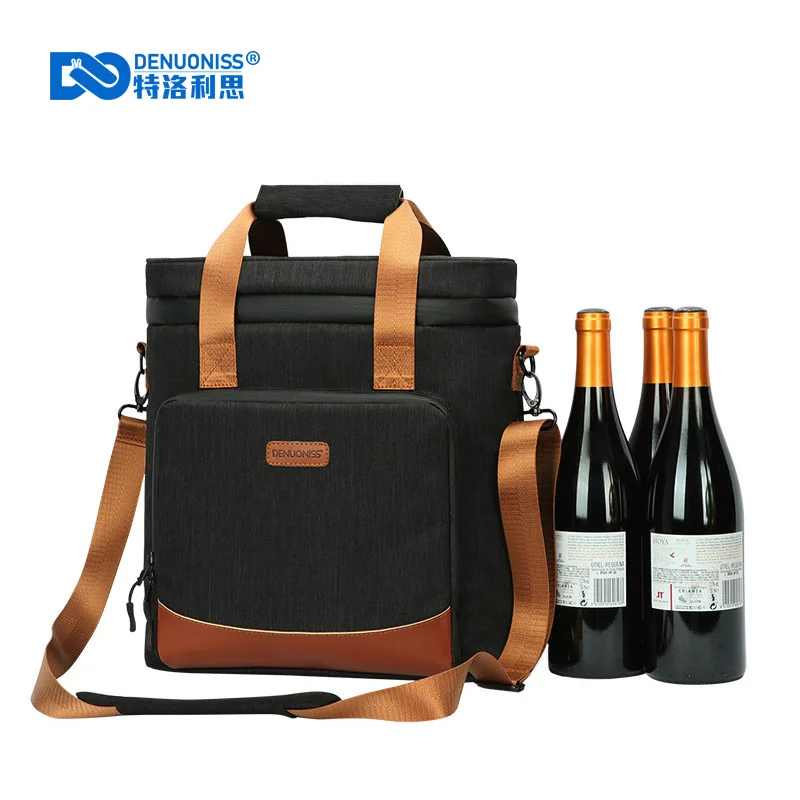 DENUONISS New 2020 Wine Cooling Bag 100% Leakproof Picnic Cooler Bag Vintage Leather Refrigerator Bag Portable Thermal Bag mx4 thermal paste processor mx 4 4g 8 5w m k for cpu gpu printer heatsink cooling cooler thermal grease compound silicone