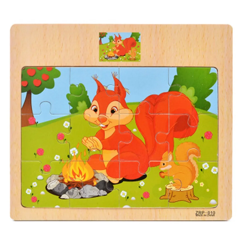 Wooden Toys Puzzle for Kids 3 years Animals/Vegetables/Fruits/Traffic Insects/Poultry Educational Kids Games Jigsaw - Цвет: Лиловый