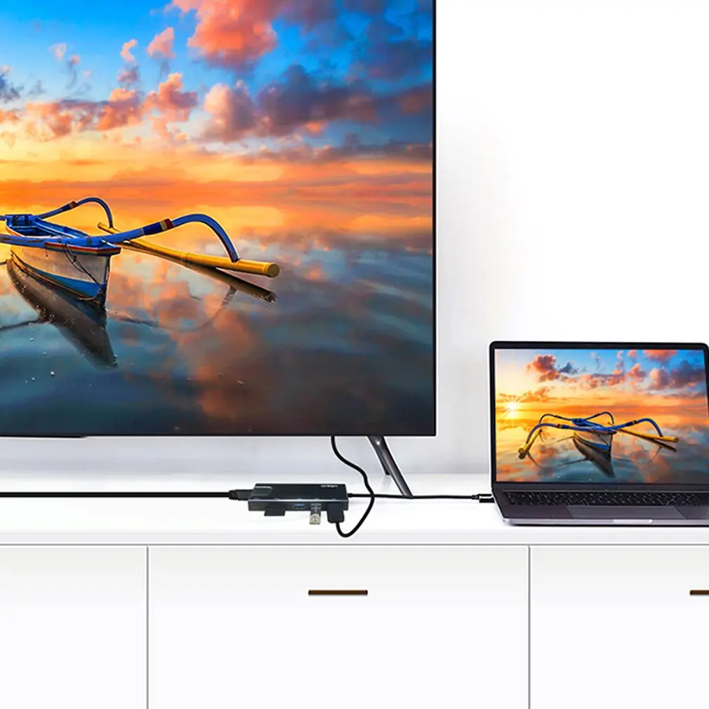 7 в 1 USB C концентратор USB 3,0 HDMI RJ45 Gigabit Ethernet SD/TF PD зарядный адаптер USB C док-станция Тип c концентратор конвертер