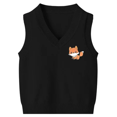 black fox Вязаный жилет для маленьких детей; Осенний жилет; Одежда для мальчиков; Верхняя одежда; хлопковый жилет для мальчиков и девочек; детская одежда - Цвет: black fox
