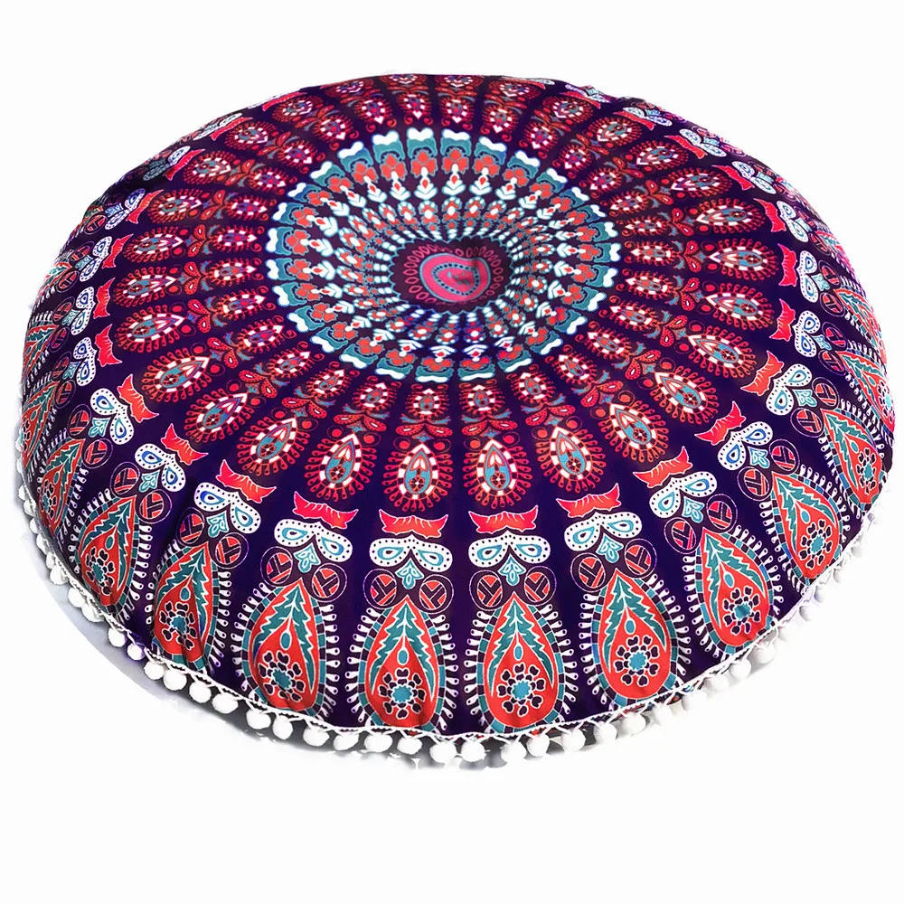 Негабаритная Мандала подушки для пола oreillers круглое богемное покрытие для медитации пуфик-оттоманка Мандала coussin 80*80 см - Цвет: P