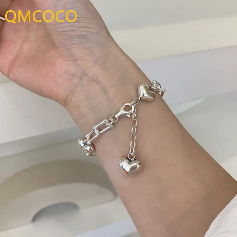 QMCOCO 925 Серебряные U-образные браслеты цепи Новые Модные Винтажные простые гладкие
