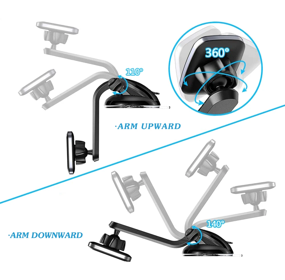 Online Yianerm Magnetic Car Phone Holder 6 Magnet Adjustable Arm Dashboard Stand in Car For iPhone X Xs Max Samsung S9 S8 Plus