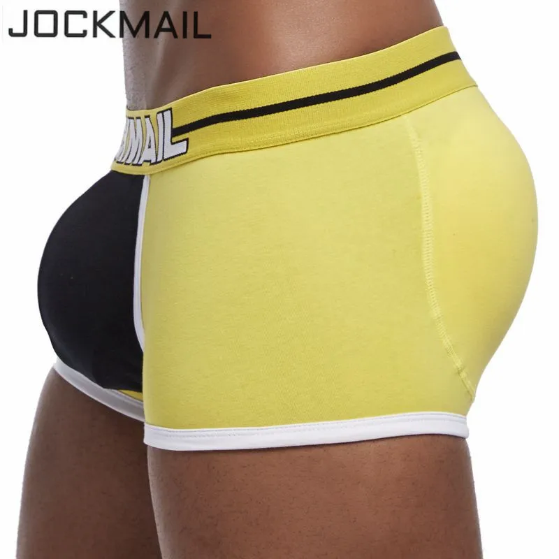 JOCKMAIL бренд спереди+ сзади Волшебные ягодицы съемные пуш-ап чашки усиление выпуклости сексуальное мужское нижнее белье Боксеры Гей Нижнее белье пенис