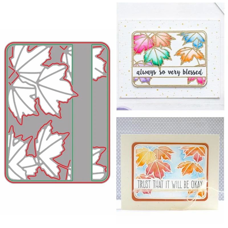 

Maple Leaf Square Frame Shape Metal Cutting Dies Stencil For DIY Scrapbooking Making Album Embossing Template 2019 Hot Sell
