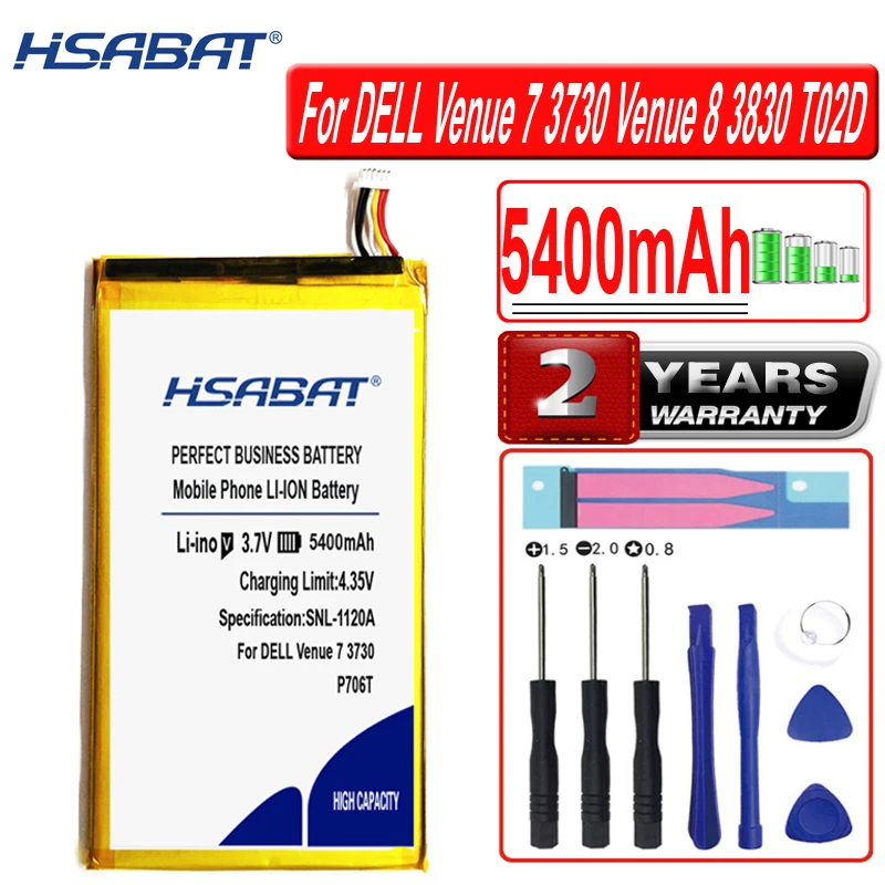 Аккумулятор HSABAT 5400 мАч P706T P708 для DELL Venue 7 3730 8 3830 T02D T01C T02D002 T02D001 0CJP38 02PDJW | Мобильные