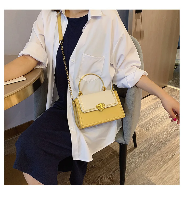 

JIULIN New Type Metal Blade Lock Small Square Bag Baituan Slant Bag Fashion Designer Single Shoulder Bag 2020 women hangdbag