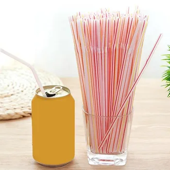

100pcs Disposable Straws Flexible Color Plastic Juice Drink Milk Tea Biodegradables Straws Kitchen Drinks Bar Straw Acessorios