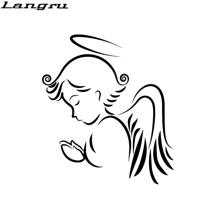 Langru 14 см* 16 см крылья Ангела номер персонализированные наклейки для автомобиля Мотоцикл виниловые наклейки аксессуары Jdm