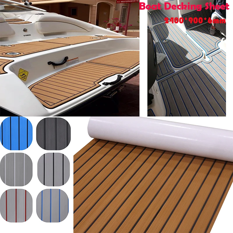 

900x2400x6mm EVA Foam Faux Teak Decking Sheet Non Skid Self Adhesive Boat Deck Anti-fatigue Mat Yacht Flooring Pad Swimming Pool